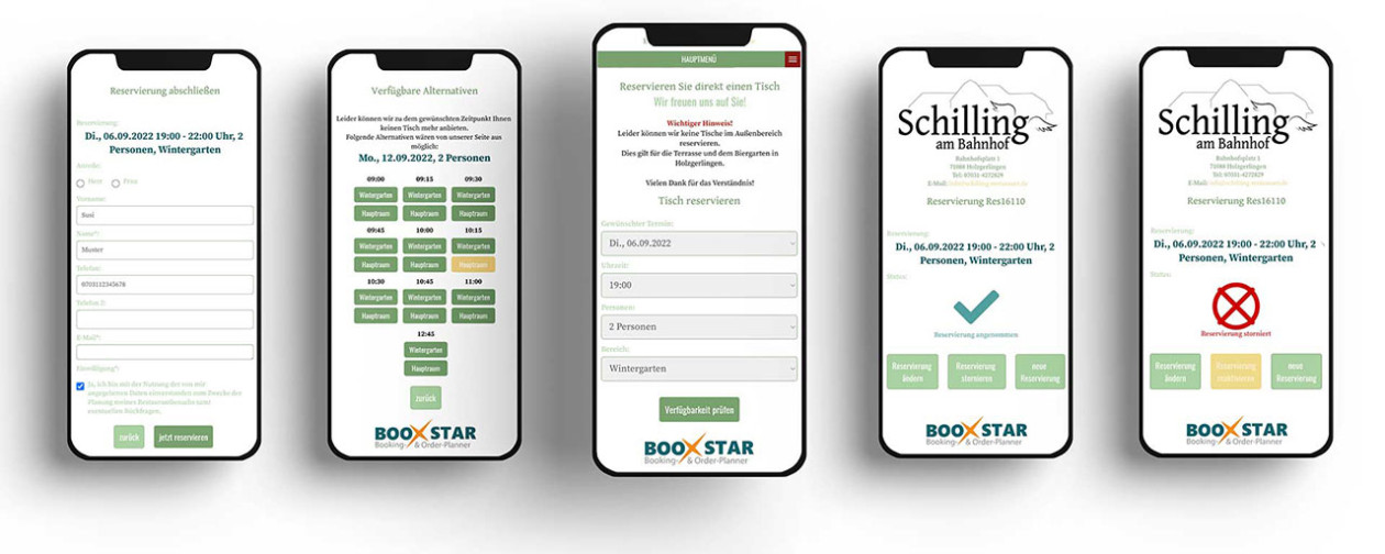 booxstar Online-Live-Tischreservierung für die Restaurant-Homepage mit Echtzeit-Rückmeldung!
